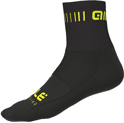 Alé Strada Qskin Socks - Black-Fluro Yellow - M}, Black-Fluro Yellow