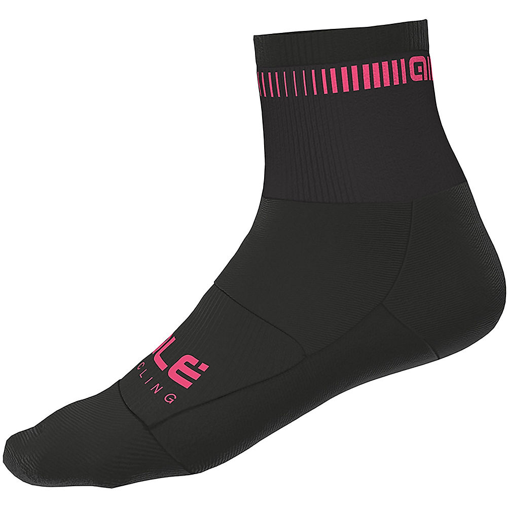 Alé Logo Qskin Socks - Black-Fluro Pink - L}, Black-Fluro Pink