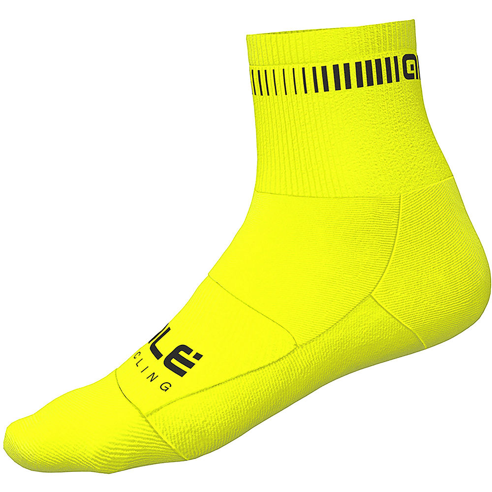 Alé Logo Qskin Socks - Fluro Yellow-Black - M}, Fluro Yellow-Black