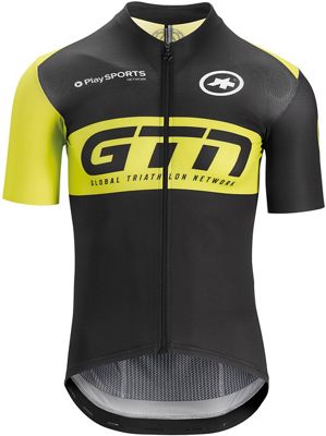 Assos Short Sleeve GTN Pro Team Jersey - Black-Green - XS}, Black-Green