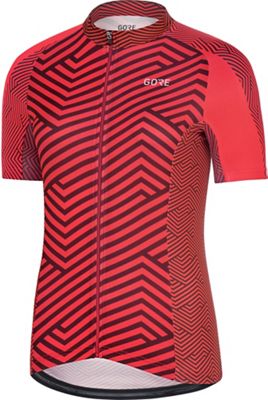 Gore Wear Women's C3 Short Sleeve Striped Jersey - Hibiscus Pink-Chestnut Red