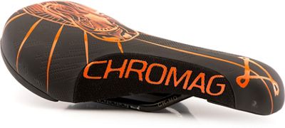 Chromag Overture Mountain Bike Saddle - nero - arancione - 136mm Wide, nero - arancione
