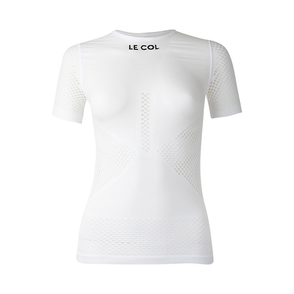 LE COL Women's Short Sleeve Seamless Base - Blanc
