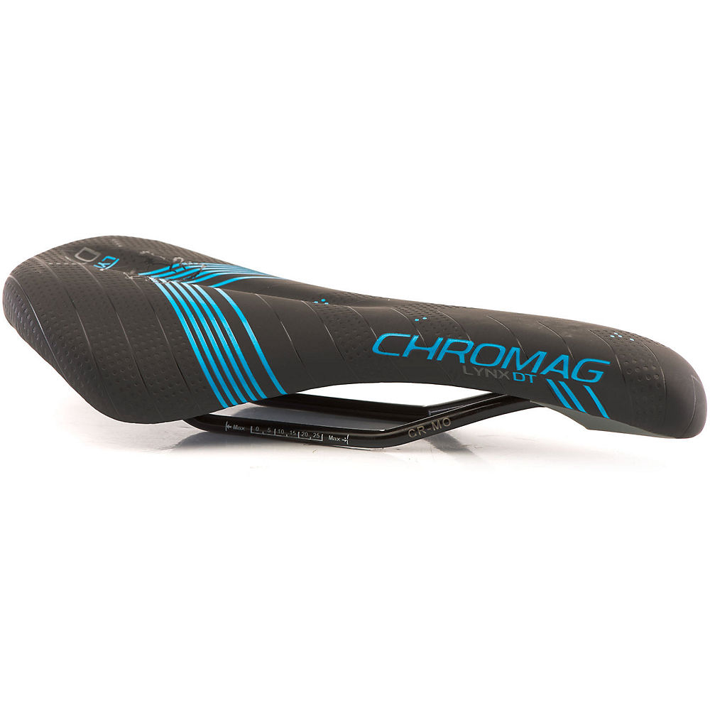 Chromag Lynx DT MTB Saddle - Noir - Cyan - 135mm Wide, Noir - Cyan