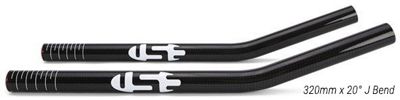 USE Aero Bar Carbon Extensions - Black 3k weave Carbon - 320mm 40"u00b0 J Bend High Rise, Black 3k weave Carbon