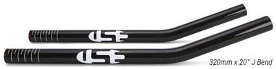 USE Aero Bar Carbon Extensions - Black 3k weave Carbon - 320mm 20"u00b0 J Bend, Black 3k weave Carbon