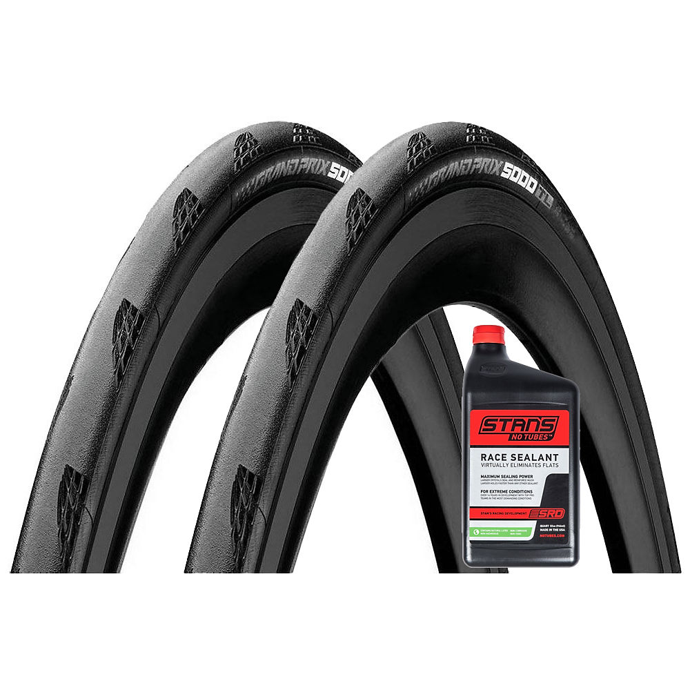 Continental Grand Prix 5000 TL Tyres & Race Sealant - Negro - 946ml, Negro