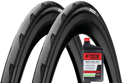 Pneus Continental Grand Prix 5000 (paire, tubeless, 28c, liquide anticrevaison Stan's) - Noir - 946m