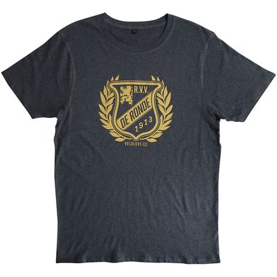 Velolove De Ronde Badge Logo T-Shirt  - Black Melange-Gold, Black Melange-Gold