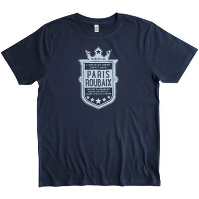 Velolove Paris Roubaix Head Badge T-Shirt Navy  - Navy-Silver - M, Navy-Silver
