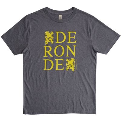Velolove De Ronde Lion Typo T-Shirt - Dark Grey Melange-yellow - XL