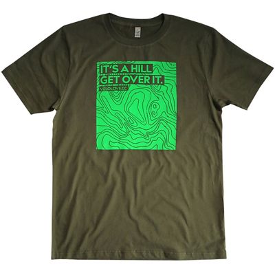 Velolove It's A Hill Get Over It T-Shirt  - Army Green-Glo Green, Army Green-Glo Green