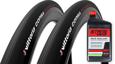 Vittoria Corsa G2.0 TL 25c & Stans Sealant - Full Black - 946ml