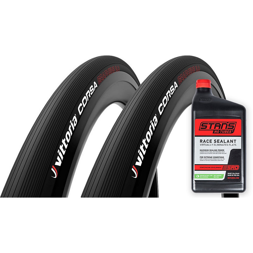 Vittoria Corsa G2.0 TL 25c Tyre and Stans Sealant - Full Black - 946ml, Full Black