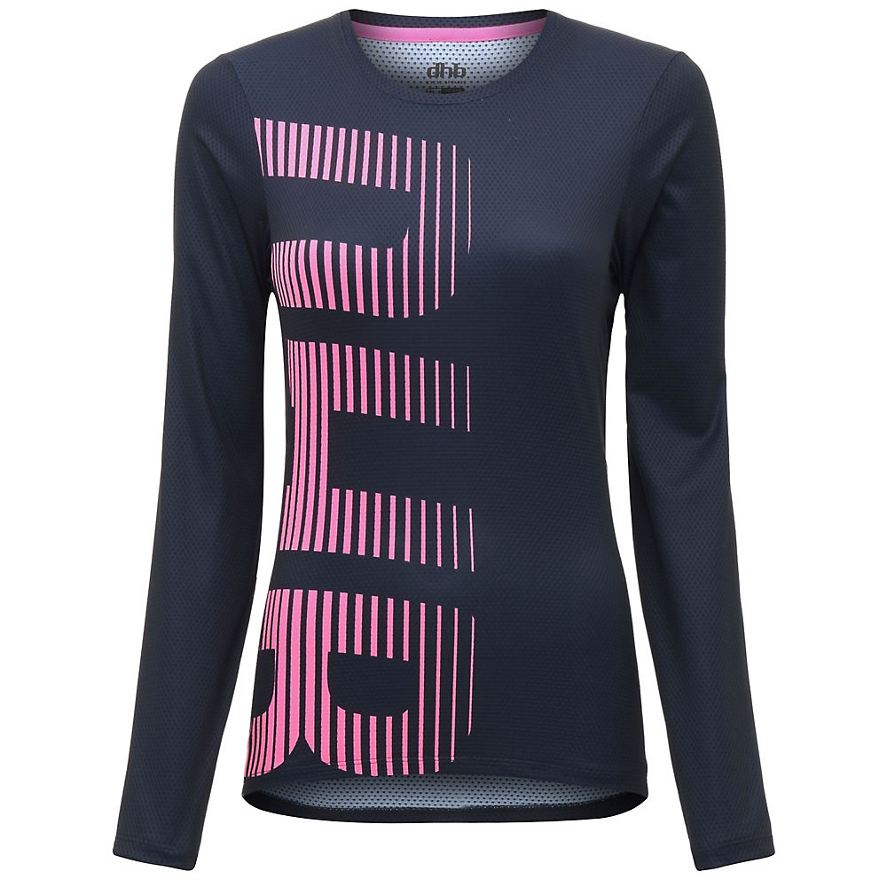 dhb MTB Womens Long Sleeve Trail Jersey - Bleu marine/Rose - UK 10, Bleu marine/Rose
