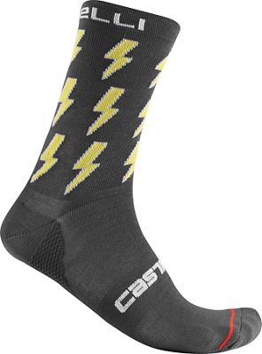 Castelli Pazzo 18 Socks  - Dark Gray-Yellow - XXL, Dark Gray-Yellow