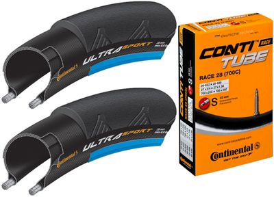 Pneus Continental Ultra Sport II (bleu, 25c, paire, avec chambre à air) - Noir - Bleu - 20c-25c 42mm