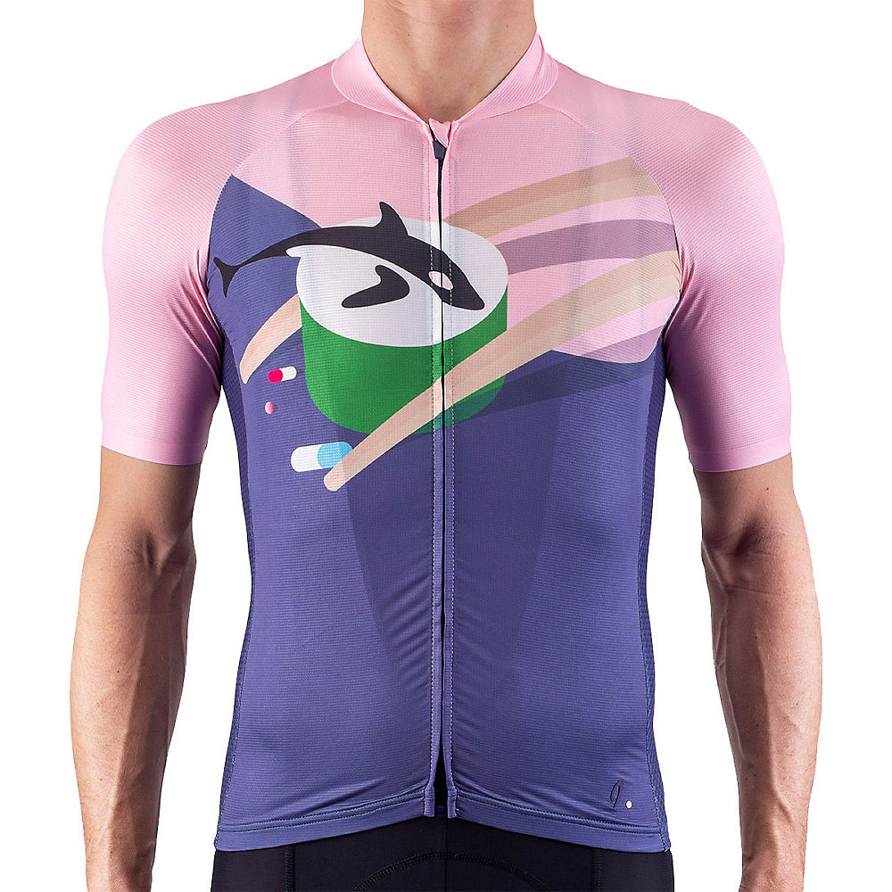 Isadore Alternative Cycling Jersey Soul Sushi - Bleu/Rose - XXL, Bleu/Rose