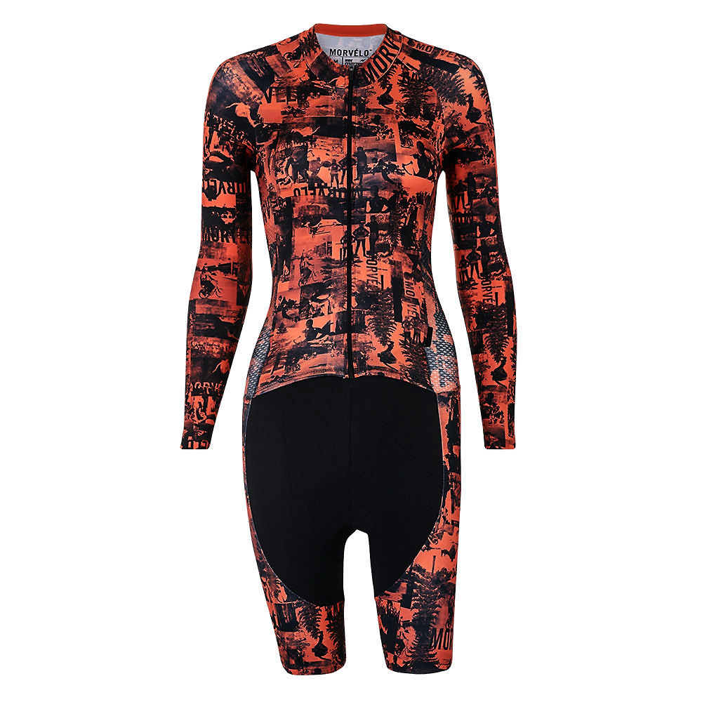 Morvelo Women's Fanzine Mono LS Speedsuit - Rouge-Noir - XXL, Rouge-Noir