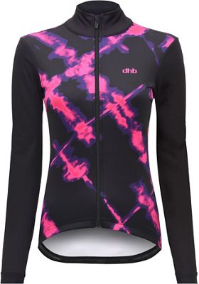 dhb Blok Womens Windproof Softshell Tie Dye  - Noir/Rose - UK 8, Noir/Rose