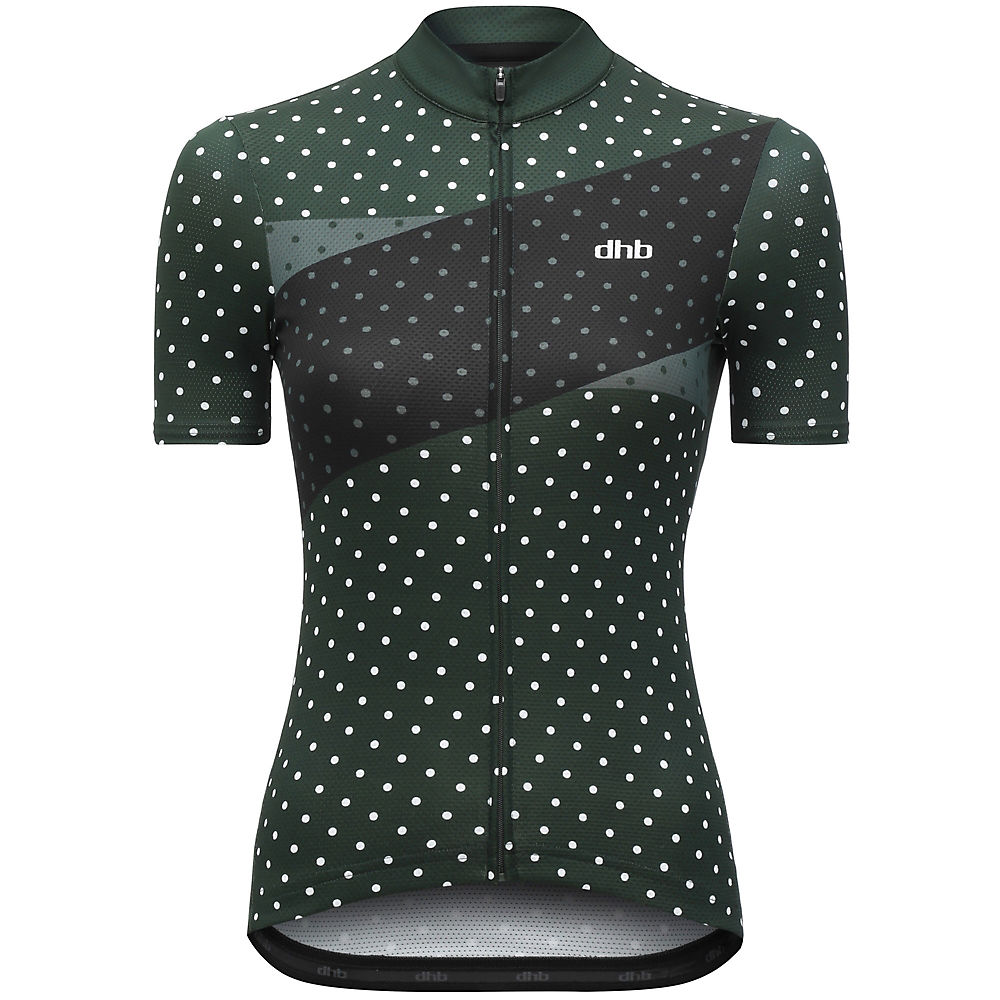 Maillot Femme dhb Classic Polka (manches courtes) - Khaki/Blanc - UK 14