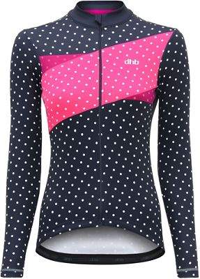 Maillot Femme dhb Classic Polka (manches longues) - Bleu marine/Blanc - UK 12