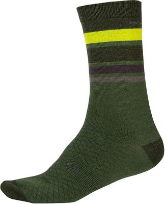 Endura BaaBaa Merino Stripe Sock II - Kingfisher Green - L/XL/XXL}, Kingfisher Green