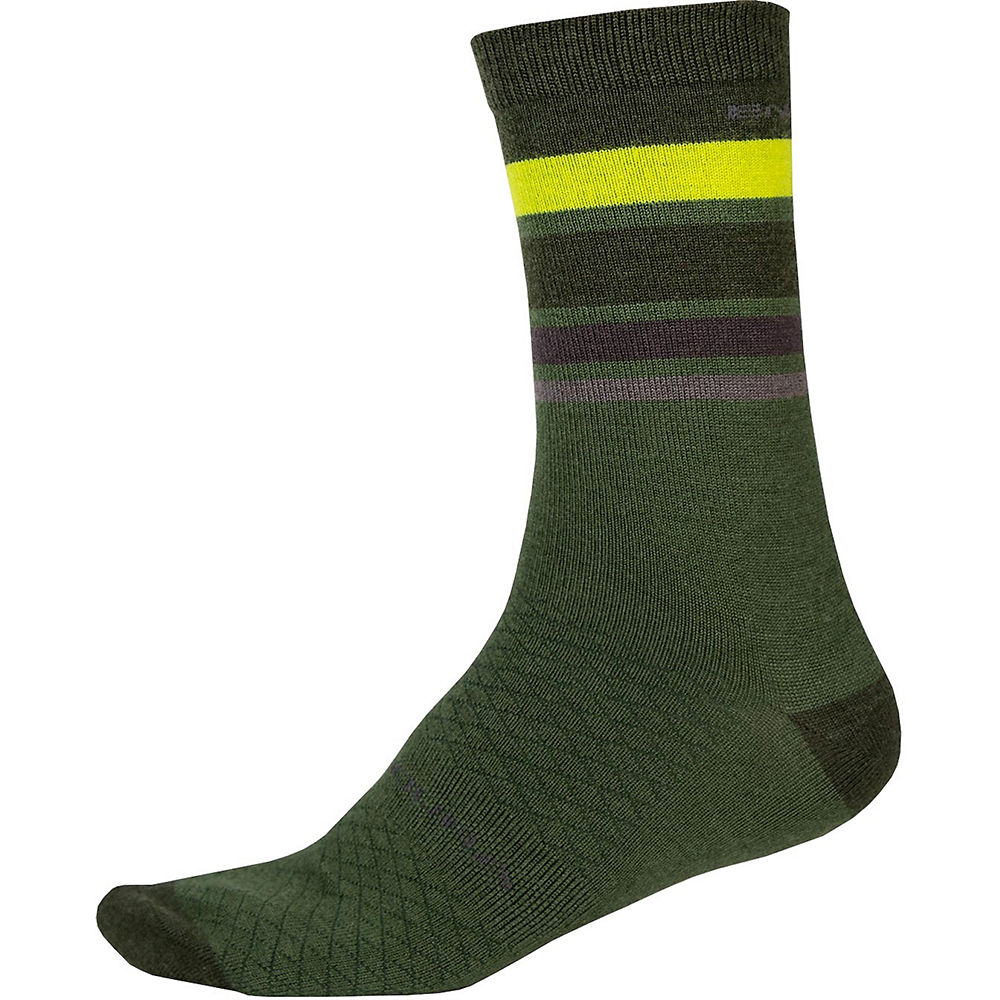 Endura BaaBaa Merino Stripe Sock II - Kingfisher Green - S/M}, Kingfisher Green