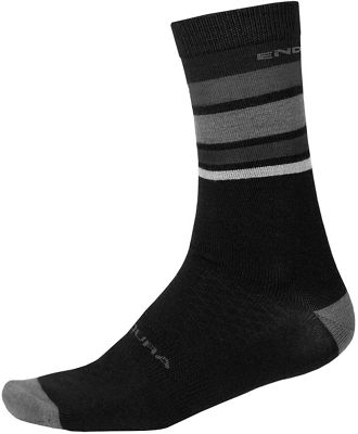 Endura BaaBaa Merino Stripe Sock II - Matt Black - S/M}, Matt Black