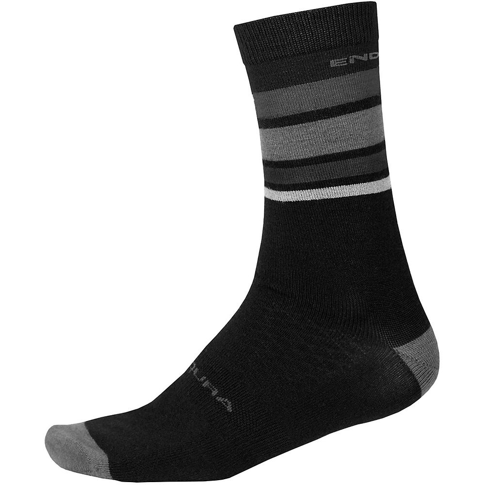 Endura BaaBaa Merino Stripe Sock II - Matt Black - S/M}, Matt Black