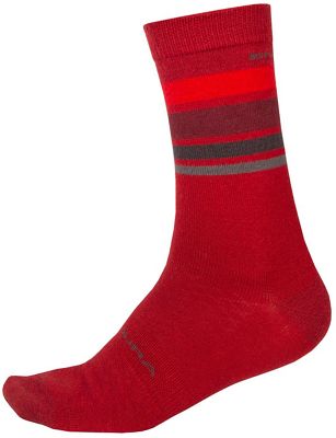 Endura BaaBaa Merino Stripe Sock II - Red - S/M}, Red