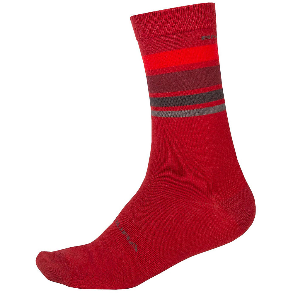 Endura BaaBaa Merino Stripe Sock II - Red - S/M}, Red