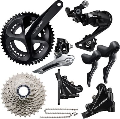 Shimano 105 R7020 Road Disc Groupset - Black - 11-30t, Black