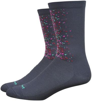 Defeet Aireator 6 Splatter Socks  - Graphite-Multi - XL, Graphite-Multi