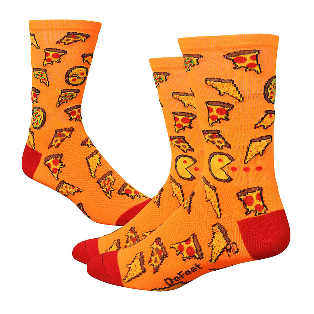 Defeet Aireator 6 Pizza Party Socks - Orange-Red - M