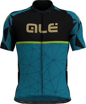 Alé Prime Geo Patterns Short Sleeved Jersey - Teal-Black - XL