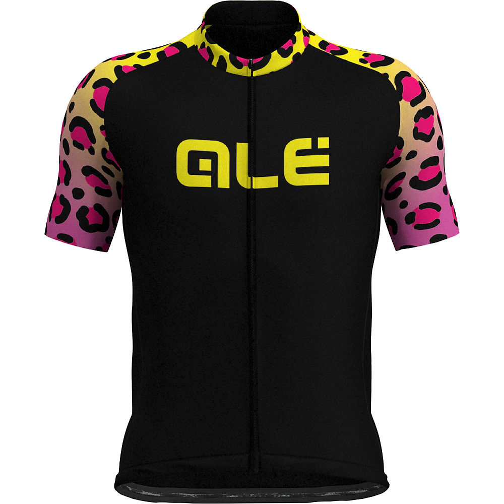 Alé Prime Hyper Leopard Short Sleeved Jersey - Pink-Yellow