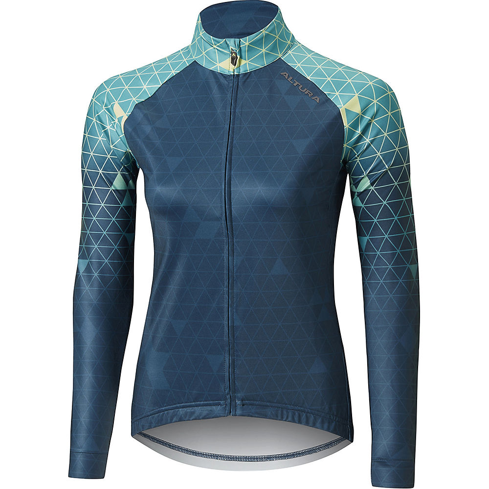 Altura Womens Icon Long Sleeve Jersey - Grid - Green-Teal - UK 16