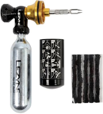 Lezyne Tubeless CO2 Blaster Tyre Repair Kit - Black-Gold - With CO2 Cartridges}, Black-Gold