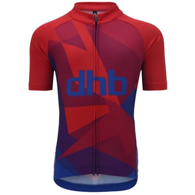 dhb Kid's Short Sleeve Jersey - Sunset SS20 - Red-Blue - 8-10 Years}, Red-Blue
