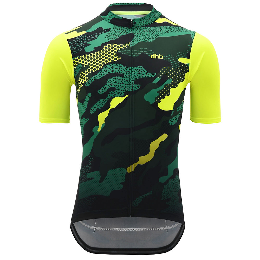 dhb Blok Short Sleeve Jersey - Multicam - Vert/Jaune - XS, Vert/Jaune