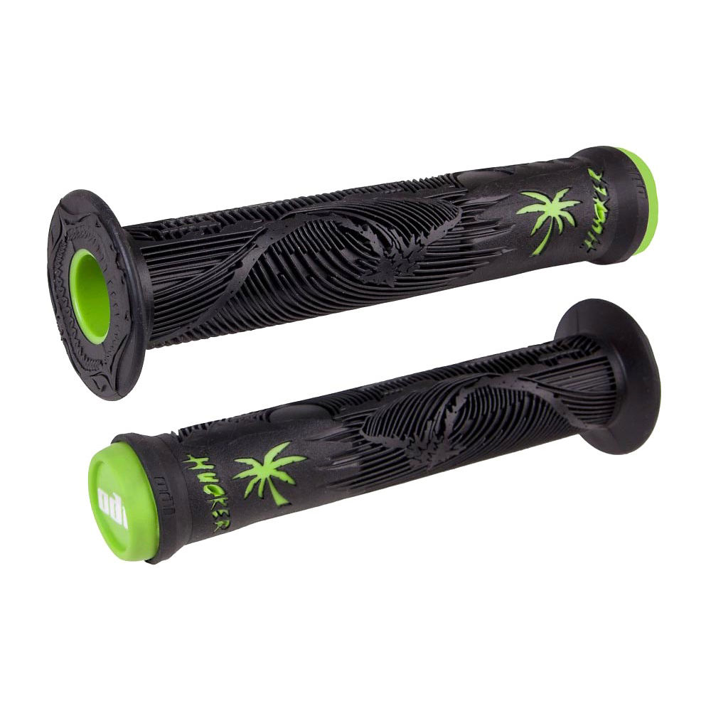 ODI Hucker Signature BMX Grips - Noir - Vert - 160mm, Noir - Vert