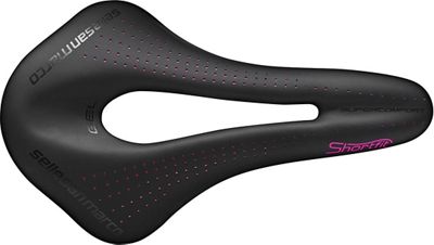 Selle San Marco Shortfit Supercomfort Racing Lady Saddle - Noir - Rose - Wide - 144mm Wide, Noir - Rose