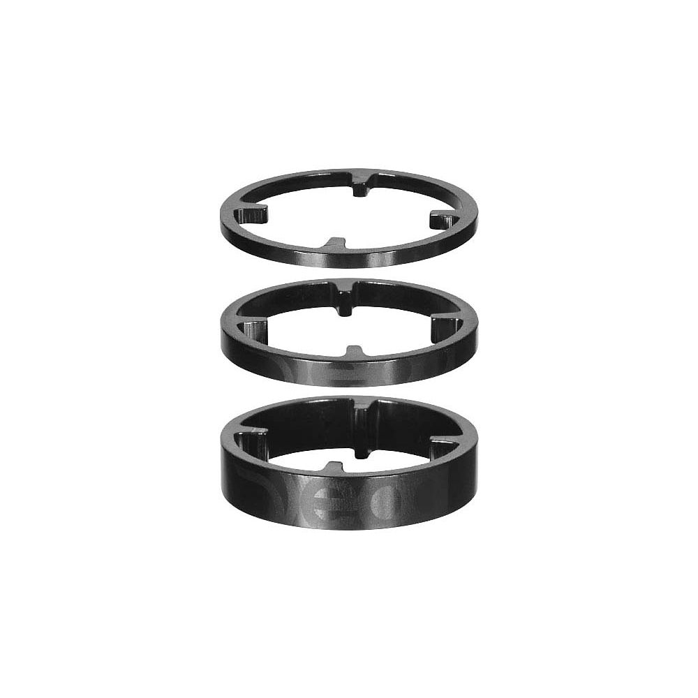 Deda Elementi HSS 46 Alloy Spacers 3pk - Noir on Noir - 3/5/10mm, Noir on Noir