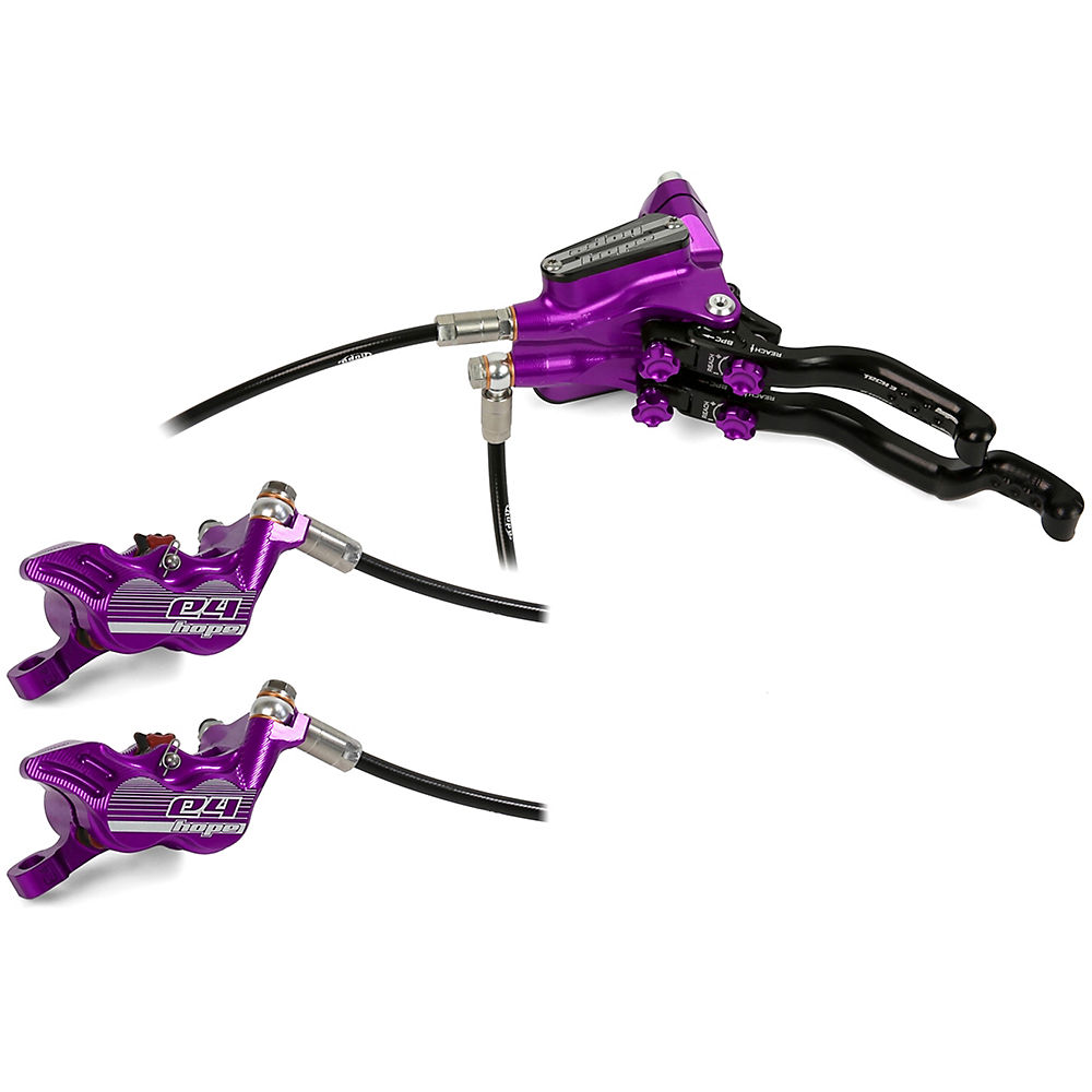 Hope Tech 3 E4 DUO Disc Brake-No Rotor - Violet - Right Hand, Violet