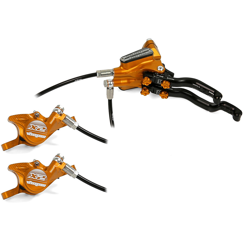 Hope Tech 3 X2 DUO Disc Brake (No Rotor) - Orange - Left Hand, Orange