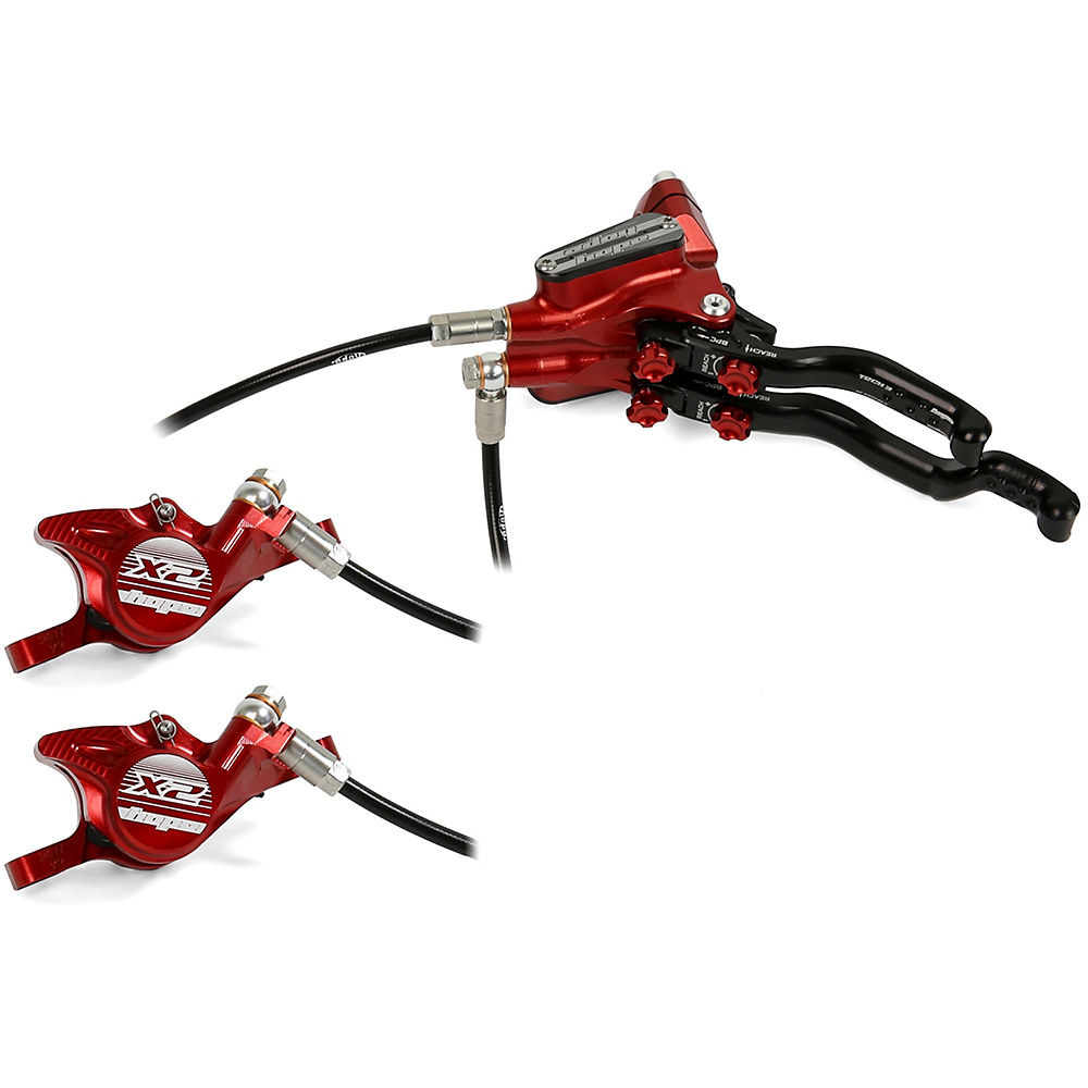 Hope Tech 3 X2 DUO Disc Brake (No Rotor) - Rouge - Left Hand, Rouge