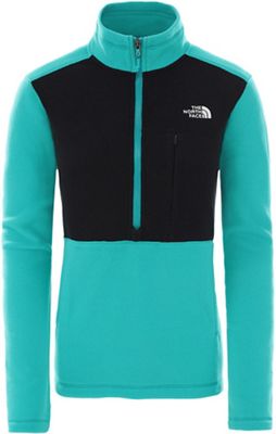 The North Face Women's Blocked TKA 1-4 Zip Fleece - Jaiden Green-TNF Black - XL