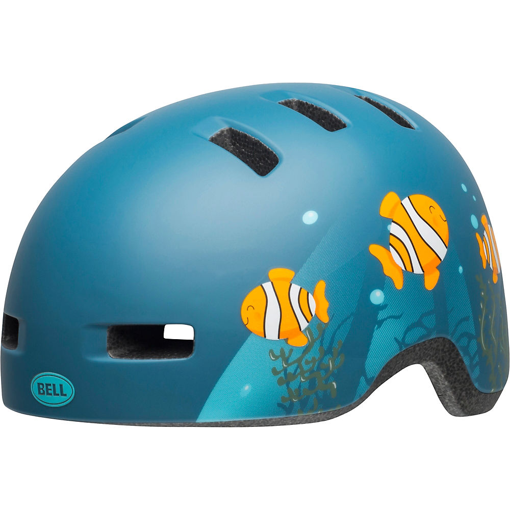 Bell Kids Lil Ripper Helmet 2020 - Clown Fish Matte Grey-blu - One Size}, Clown Fish Matte Grey-blu
