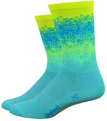 Defeet Aireator 6 Barnstormer Ombre Socks  - L - Neptune-Hi Vis Yellow